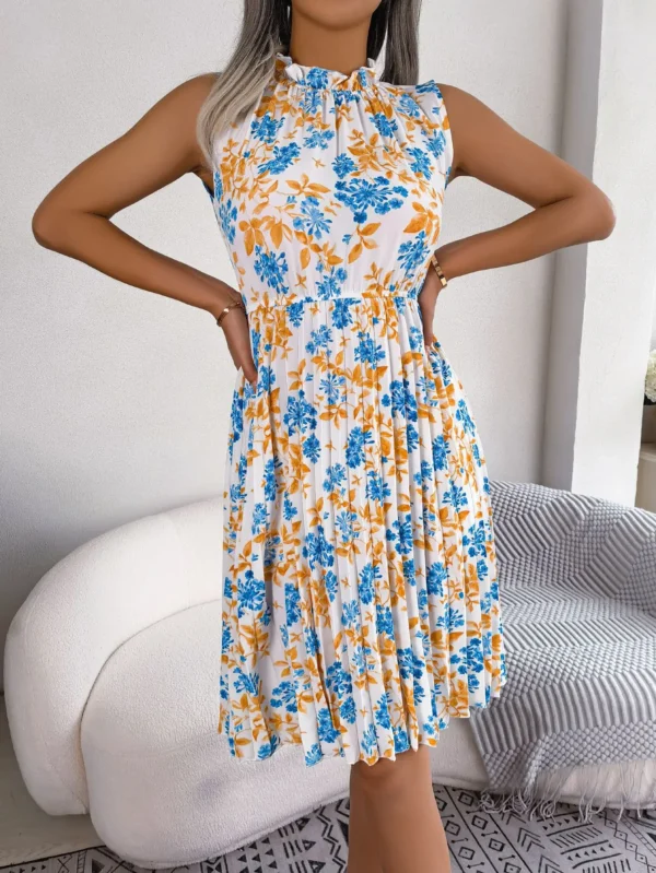 Robe plissée sans manches