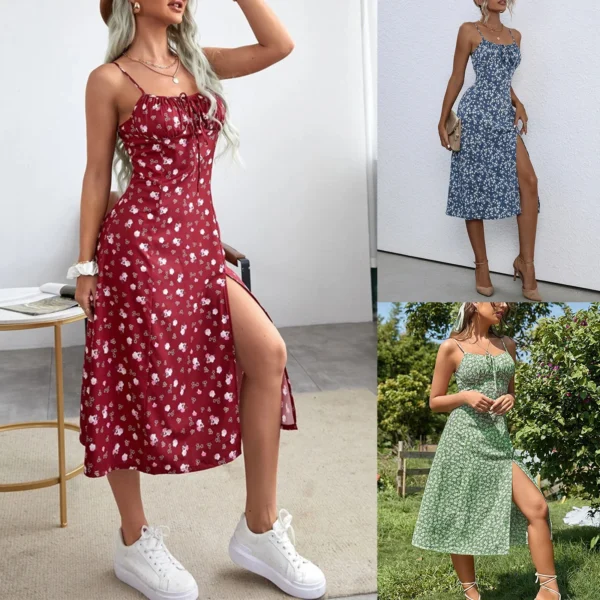 Robe à imprimé fleuri avec fente