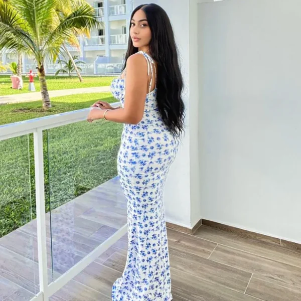 Robe longue élégante à fleurs