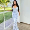 Robe longue élégante à fleurs