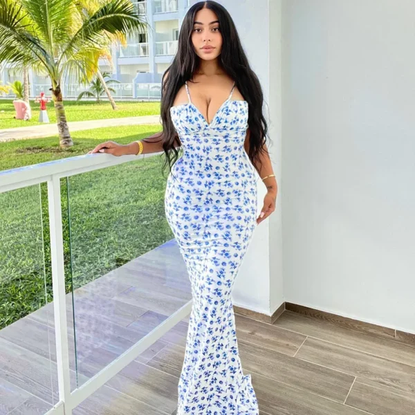 Robe longue élégante à fleurs