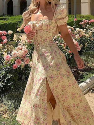 Robe imprimé floral avec fente