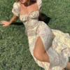 Robe imprimé floral avec fente