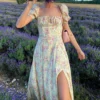 Robe imprimé floral avec fente