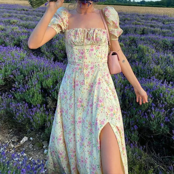 Robe imprimé floral avec fente
