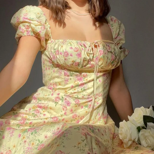 Robe imprimé floral avec fente