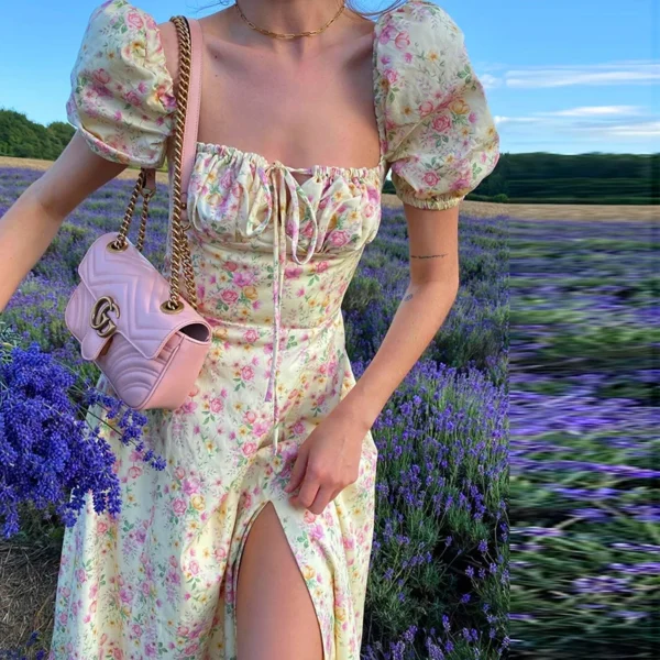 Robe imprimé floral avec fente