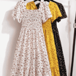 Robe mi-longue en mousseline de soie