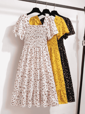 Robe mi-longue en mousseline de soie